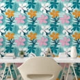 thumbnail image 2 of Ambesonne Tropical Abstract Peel & Stick Wallpaper for Home, Blooming Flower, 13"x72", Seafoam Orange Soft Pink, 2 of 5