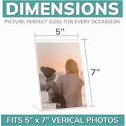 pbf 5x7 Acrylic Sign Holder | 5 x 7 Vertical Stand Up Slanted Sign Holder | Acrylic Stands for Display | Clear Picture Frame, Menu Table Top Stand, Plastic Flyer Holder (12-Pack)