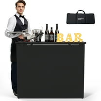 Ktaxon 45" Foldable Commercial Bar Table, Portable Mobile Bartending Station for Events,  Pop-Up Bar with LED Skirt for Outdoor/Indoor - Black