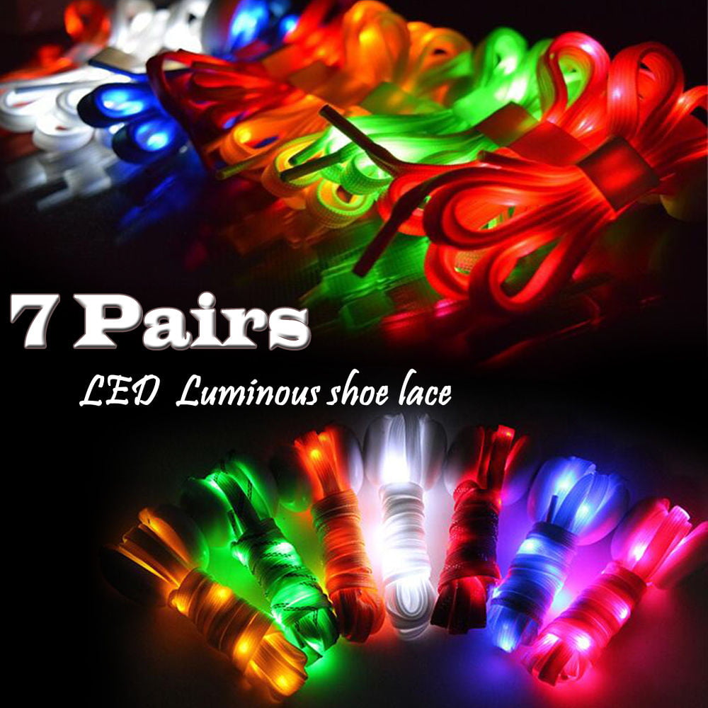 Luminous LED Shoelace Flashing Light Up Glow Nylon Strap Shoe Laces Party Dance