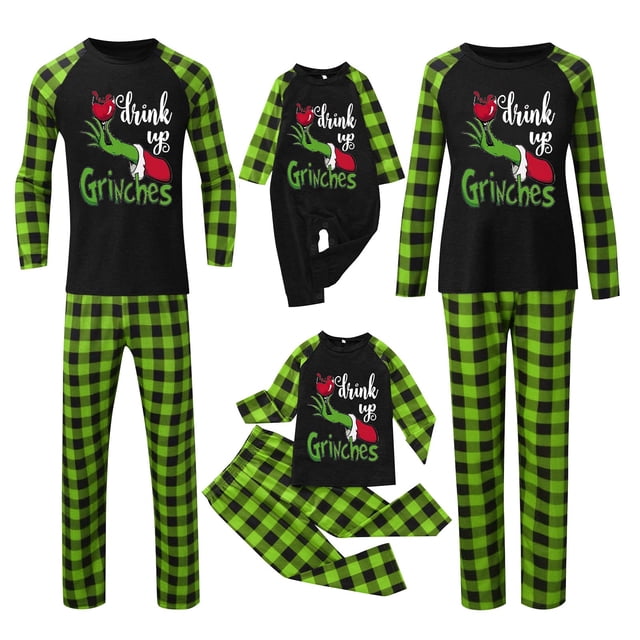 Pijamas navideños a juego Grinch - TKing Fashion 2024 Nuevos conjuntos de pijamas navideños familiares a juego Grinch, pijamas navideños navideños para parejas, adultos y niños, Hombres XXXL