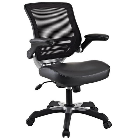 Scranton & Co Faux Leather Mesh Office Chair in Black