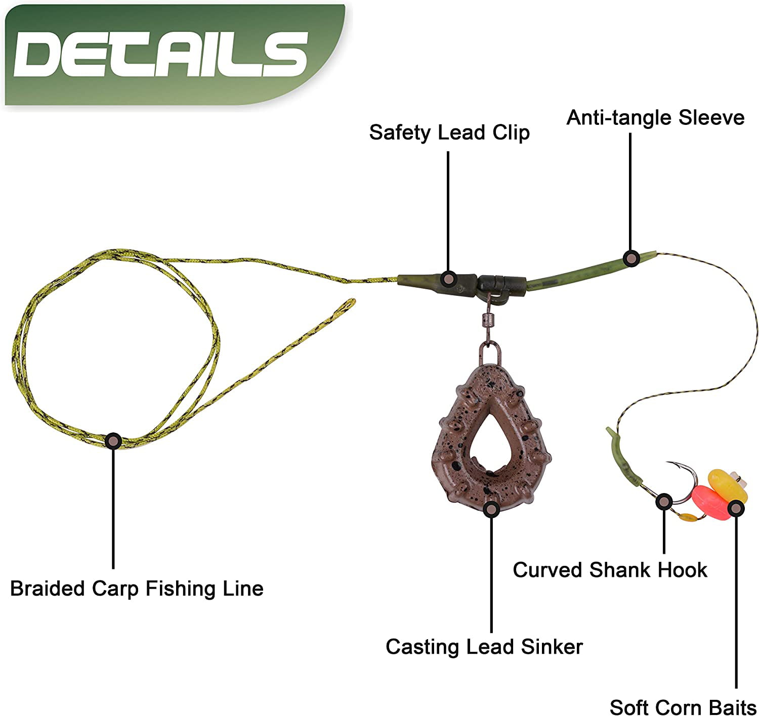 Carp Fishing Rigs Hair Rigs Kit Carp Swivels Hooks Sinkers Carp Fishing  Tackle Accessories Carp Rigs Leader Line Set 
