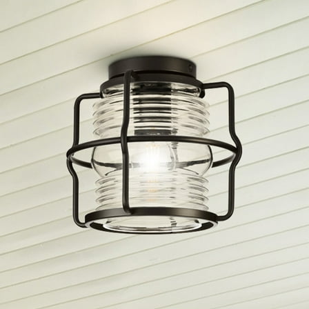 Luxury Coastal Ceiling Light, Small Size: 8.688''H x 9.75''W, with Utilitarian Style Elements, Matte Black Finish, UHP1470 from the Laramie Collection by Urban Ambiance