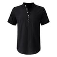 thumbnail image 3 of Mens Casual Manga Corta Botón Abajo Camisas, Verano Color Sólido, Cuello de Soporte Bolsillo Camisa Turndown, 3 of 8