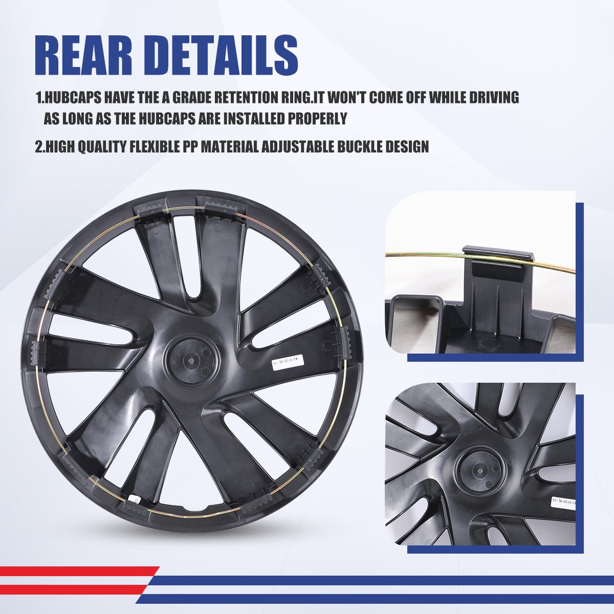 (4 Pack)15 Inch Black Lacquer Hubcaps Wheel Rims Cover fit for 2013-2021 NISSAN NISSAN NV200, Snap On Car Truck SUV Hub Cap, PP Materia