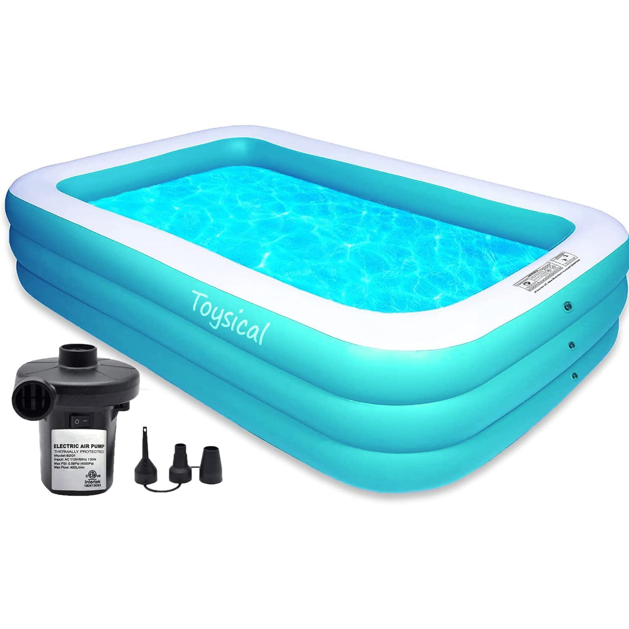 Toysical Inflatable Pool with Air Pump - 118 x 72 x 22” Above Ground Pool,  Swimming Pools for Kids and Adults and The Entire Family - More Durable  Than Other Blow Up