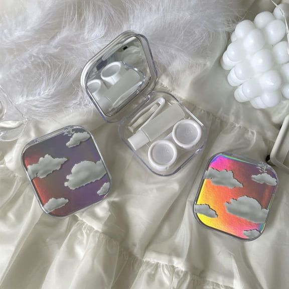 Fashion Laser Clouds Contact Lens Case Cool Portable Lens Box Travel Lens Storage Container Contact Lenses Storage Case