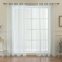 Quality Home Gathered Tulle Sheer Grommet Curtain Pair - 52"W x 84"L - MINT (Set of 2 Panels)