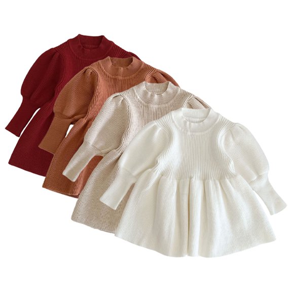 Esaierr Kids Baby Girls Long-Sleeve Dresses Infant Christmas Dress Tutu Party Skirts Princess Dresses Fashion Toddler Pullover Turtleneck Christmas Dress Autumn Winter Dresses Skirt for 6M-4T