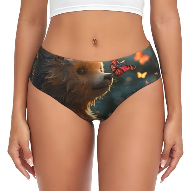 Fotbe Sunshine Butterfly Flower Bear Calzones Estampados para Mujer – Ropa Interior de Algodón, Cómoda, Suave y Elástica-X-Small