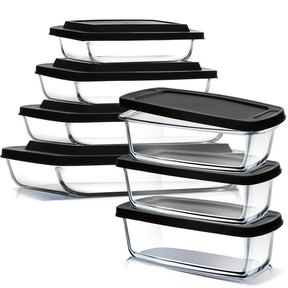 Juego de recipientes para almacenamiento de alimentos EATEX, platos para hornear de vidrio, paquete de 7