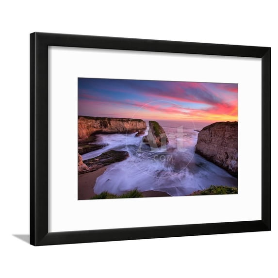 Milky Water Sunset at Shark Fin Cove, California Coast, Santa Cruz, Davenport, Scenic Framed Art Print Wall Art by Vincent James Sold by Art.Com