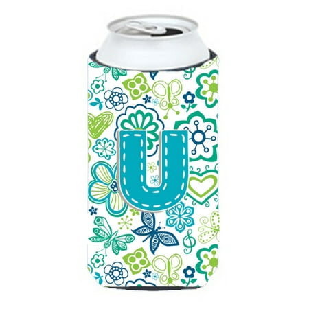 

Caroline s Treasures CJ2006-UTBC Letter U Flowers and Butterflies Teal Blue Tall Boy Hugger Tall Boy multicolor