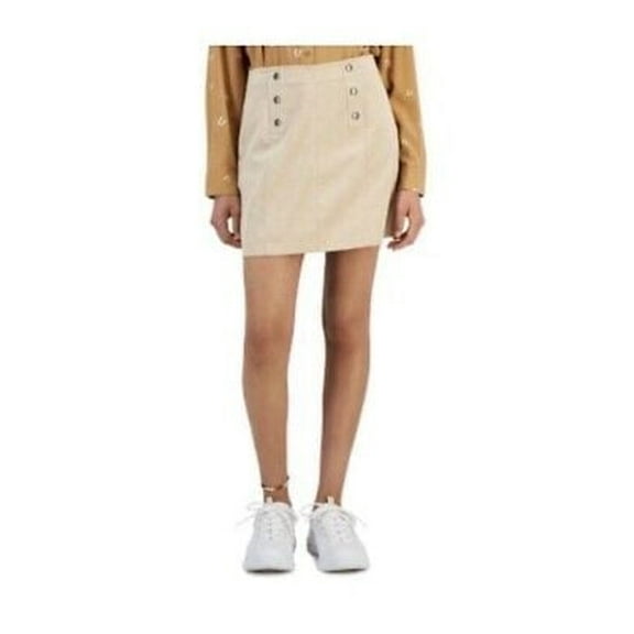 Juniors' Corduroy Button-Front Mini Skirt