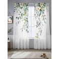thumbnail image 2 of Summer Leaves Plant Sheer Curtains 96 Inch Long 2 Panels, Green Eucalyptus Leaf Light Filtering Rod Pocket Semi Sheer Curtains, Sheer Voile Drapes for Living Room Bedroom, 52"x96", 2 of 5