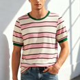 thumbnail image 2 of xfsWaSs Mens T Shirts Color Block Striped Casual T-Shirts Loose Fit Comfortable Round Neck Tee Tops Summer Short Sleeve Tshirts Trendy Tees Tshirts, 2 of 4