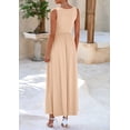 thumbnail image 2 of Vestido largo PRETTYGARDEN para mujer, verano 2025, con volantes, color albaricoque, 2 of 9