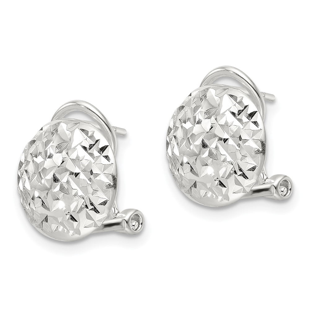 Auriga Fine Jewelry 925 Sterling Silver Diamond-cut Circle Omega Back Stud Earrings for Women