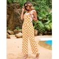 thumbnail image 6 of Overalls for Women Loose Fit Jumpsuits Fashion Checkered Straight Leg Pants Stretch Bib Coveralls, 6 of 9