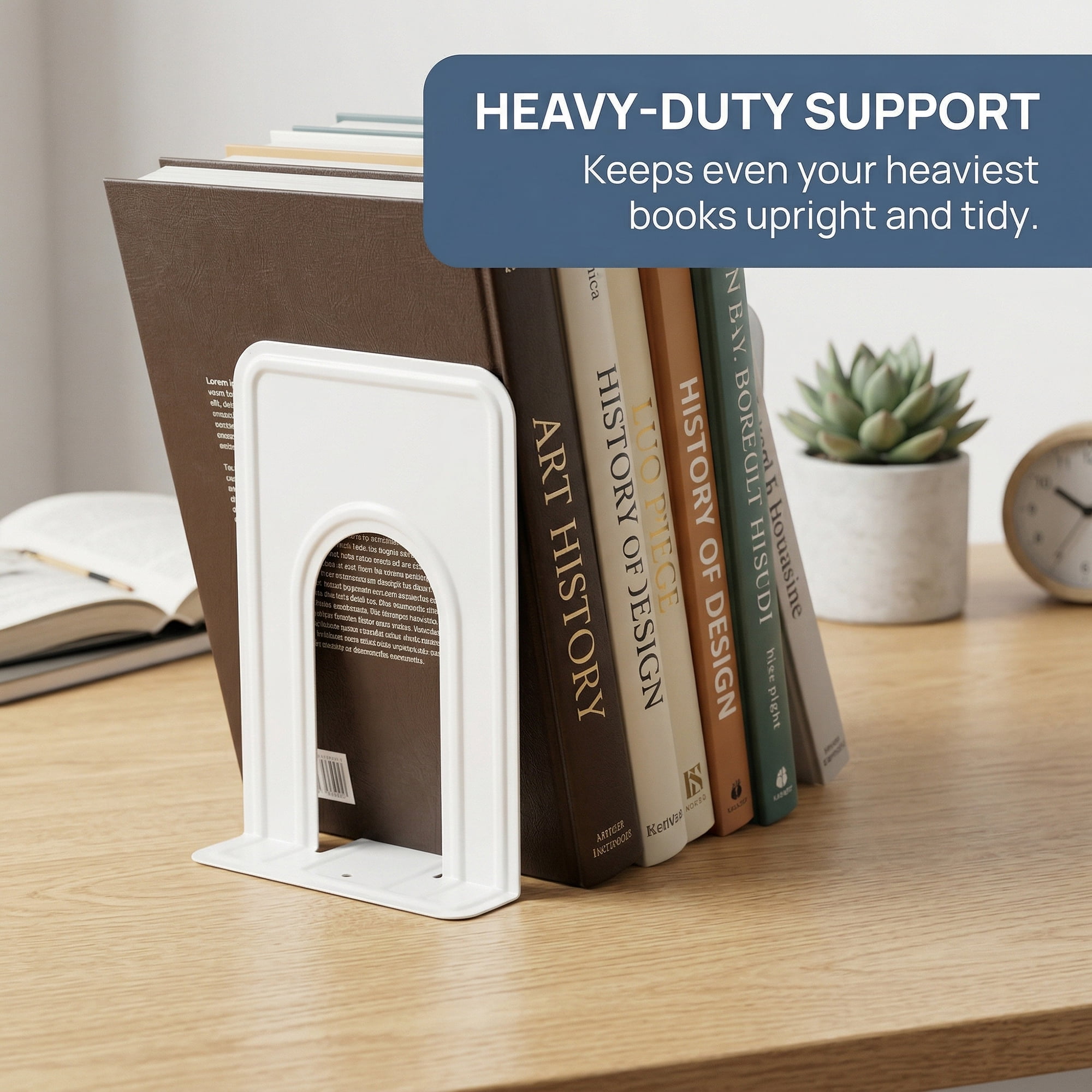 Unique Bargains Expandable Iron Bookends with Compartments White 5"L x 5.9"W x 7.5"H