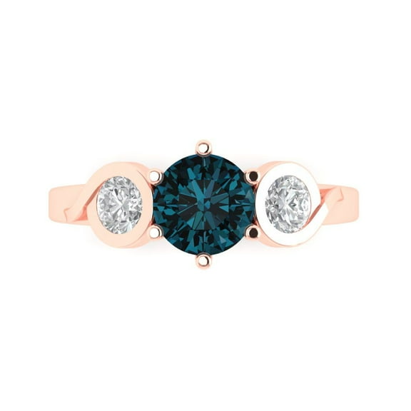 Clara Pucci 14K Rose Gold 1.72ct LondonBlueTopaz Three-Stone Ring for Women