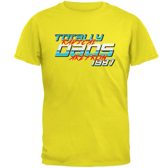 Totally Radical Dads 1987 Birthday Mens T Shirt Bright Yellow MD