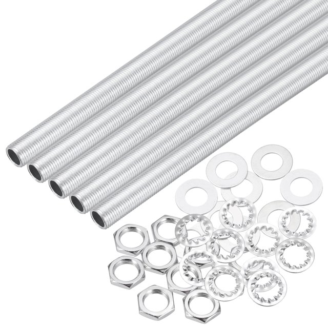 Uxcell 35Pcs 7.1" Lamp Pipe Kit with Nuts Washers 1/8IP Thread Fasteners Assortment for Chandelier Ceiling Light Repair Assembly DIY Hardware