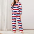 thumbnail image 3 of Kll American Patriotic Stars And Stripes Print Women'S Long Sleeve Pajamas With Pants Sleepwear Loungewear 2 Set-Xx-Large, 3 of 9