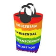 thumbnail image 1 of DouZhe 50L Rectangular Laundry Basket, LGBT Rainbow Slogan Prints Waterproof Foldable Laundry Hamper with Aluminum Handles, 1 of 6