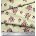 thumbnail image 3 of Soimoi Japan Crepe Satin Fabric Leaves & Floral Print Fabric by The Yard 42 Inch Wide, 3 of 3