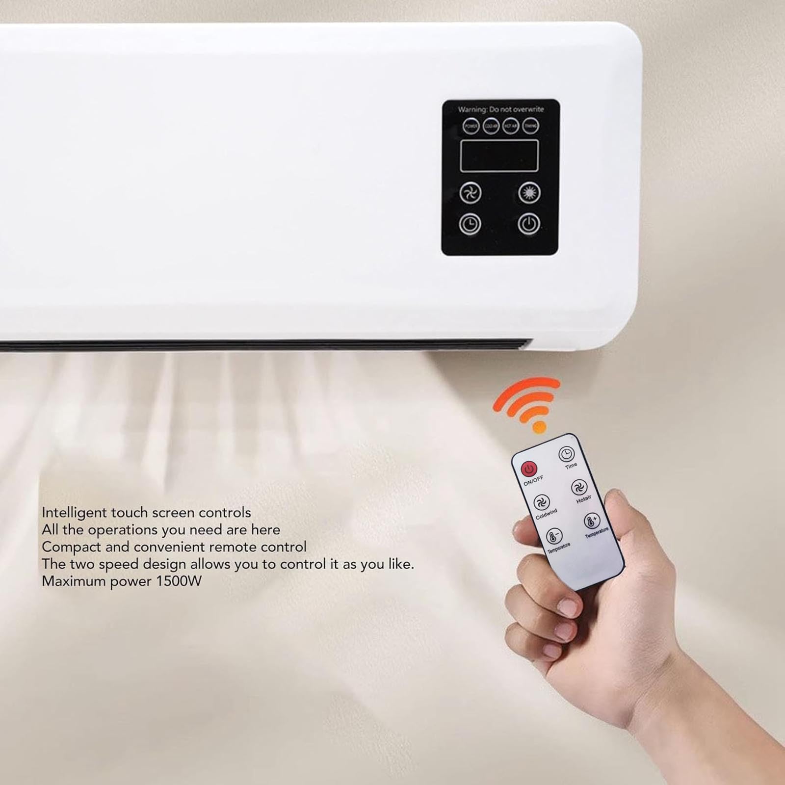 Ductless Air Conditioner, Mini Split AC/Heating System, Ductless Portable Air Conditioners No Windows Needed. Wall Mounted Air Conditioner with Remote Control & Timer for Bedroom Living Room (A)