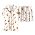 thumbnail image 6 of felwors Funny Graphic Pajamas for Women Set Button Down Short Sleeve Top and Shorts Pjs Sets Sleepwear Orange, XXL, 6 of 6