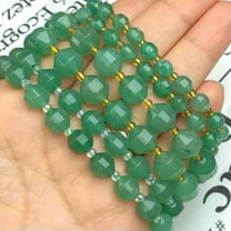 HOOUN 6/8/10MM Natural Faceted Aquamarines Agates Round Loose Beads for Jewelry Making-Green Aventurine-6mm 42-44pcs