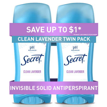 UPC 037000827399 product image for Secret Invisible Solid Antiperspirant and Deodorant  Clean Lavender Scent  Twin  | upcitemdb.com