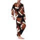 thumbnail image 2 of Balery Brown Football On Black Pijama para Hombre de Dos Piezas con Manga Larga, Conjunto de Dormir y Descanso Suave con Bolsillos-Large, 2 of 7