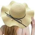 thumbnail image 1 of Women Summer Wide Straw Hat Beach Foldable Sun Hats Floppy Roll Up Protection Sun Cap UPF 50+ Caps, 1 of 3