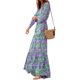 thumbnail image 2 of Txlixc Vestido casual para mujer, cuello en V, manga larga, estampado, dobladillo grande, estilo bohemio, cintura elástica, vestidos Txlixc Moda, 2 of 3