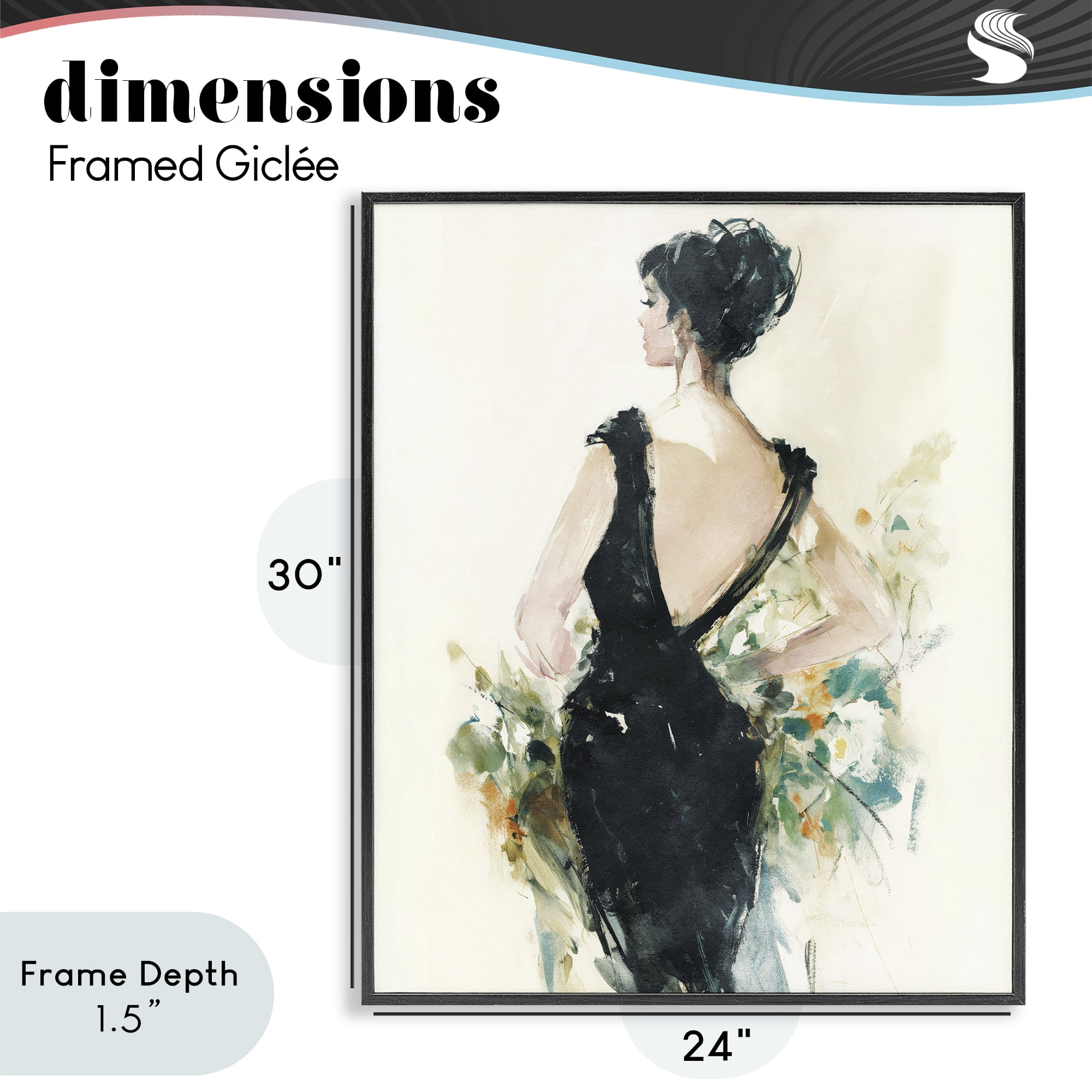 Stupell Industries Backless Reverie Gown Black Framed Giclee Art, design by Svetlana Aleynikova