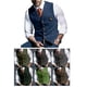 thumbnail image 2 of Chaleco De Un Solo Pecho Con Cuello En V Patrón De Cuadros Chaleco Casual De Moda Delgado Para Hombres Azul XL, 2 of 6
