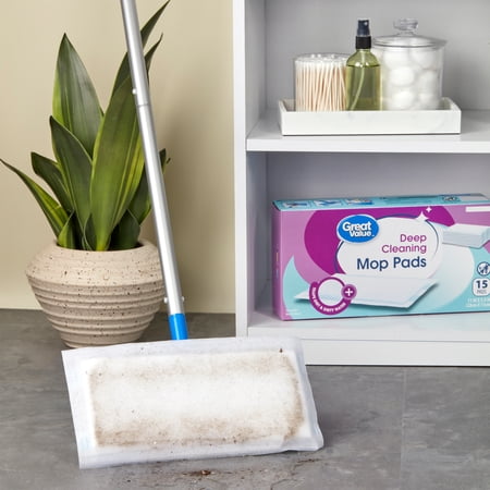 GREAT VALUE DEEP CLEANING MOP PADS, 15 COUNT