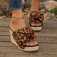 thumbnail image 2 of Rokmnt Womens Bow Wedges Dress Sandals 2026 Fashion Leopard Bride Wedding Bowknot Platform Chunky Heeled Slip on Pumps Casual High Heels Summer Shoes Brown Size 9.5, 2 of 7