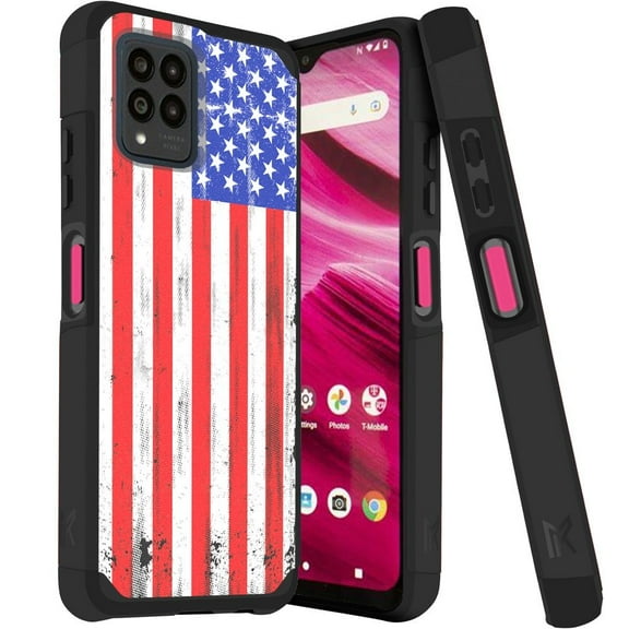 MetKase Hybrid Series Case for T-Mobile REVVL 6 Pro 5G (Magnetic Mount Ready Dual Layer Slim Cover) - USA Flag
