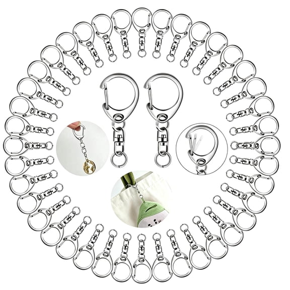 100 Pcs Silver Lobster Claw Clasps, Swivel Snap Hooks with Key Rings, DIY Hardware Supplies for Keychain Craft Making