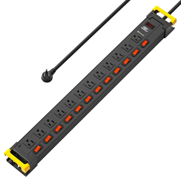CRST Heavy Duty Power Strip Surge Protector with Individual Switches 12
