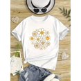 thumbnail image 1 of Girls' Cotton T-Shirt with Smiling Chrysanthemum Design - Casual, Lightweight, Short-Sleeved Top for Summer, Comfortable Fit, Knit Fabric, Summer Clothing | Floral Graphic Tee | Comfortable Fit Top, 1 of 6