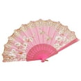 thumbnail image 6 of Farfi Handheld Fan Vintage Style Bright Color Exquisite Pattern Fine Workmanship Ultralight Cloth Retro Chinese Style Folding Fan Photography Prop Office Supplies (Black), 6 of 13