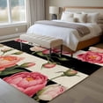 thumbnail image 5 of 5x7 Area Rugs for Living Room, Flower Stripes Non Slip Area Rugs for Kitchen Bedroom Entryway, Black White Geometric Pink Rose Floral Washable Carpet Runner Rug Floor Mats for Bedroom Home Decor, 5 of 9