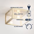 thumbnail image 4 of JONATHAN Y Grayson 8" 1-Light Farmhouse Industrial Square Iron/Glass Case LED Flush Mount, Brass Gold, 4 of 10