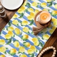thumbnail image 3 of Summer Lemon Table Runner 36 Inches, Fruits Green Botanical Blue Striped Bed Runner Dresser Scarves Tabletop for Indoor Outdoor Parties/Ceremony/Banquet, 13"x 36", 3 of 9